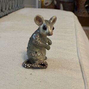 Jay Strongwater Gray Mouse Figurine with Rhinestone Accents